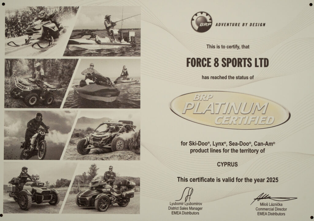 Force 8 BRP platinum certificate for 2025